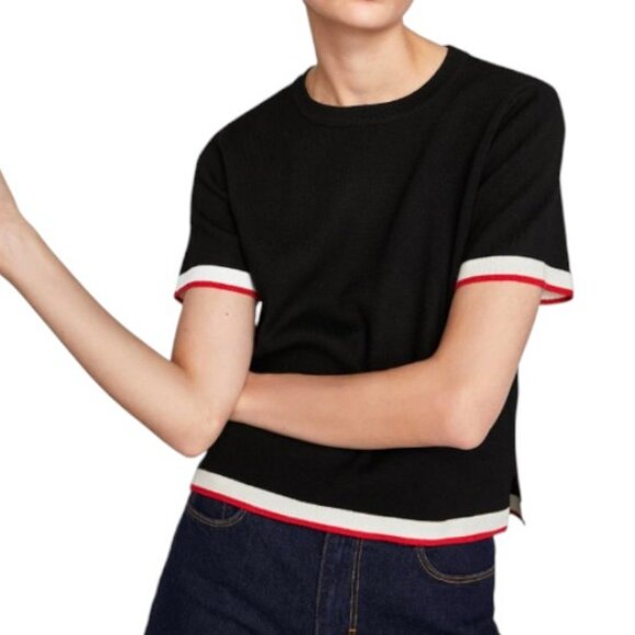 Zara black knit short sleeve top size S - Picture 1 of 8